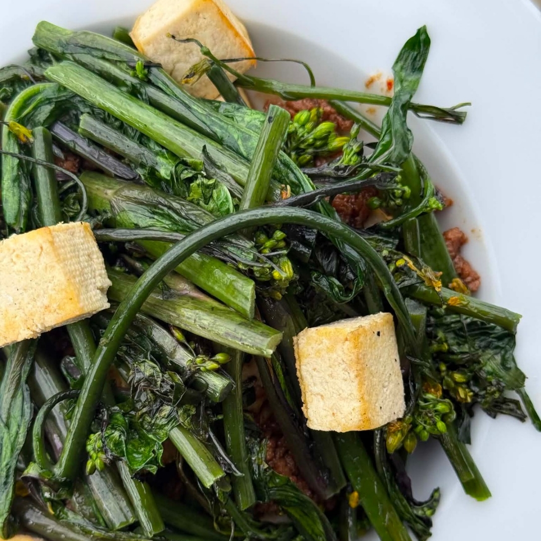 Sweet Chili Hon Tsai Tai with Crispy Tofu and Ground Beef