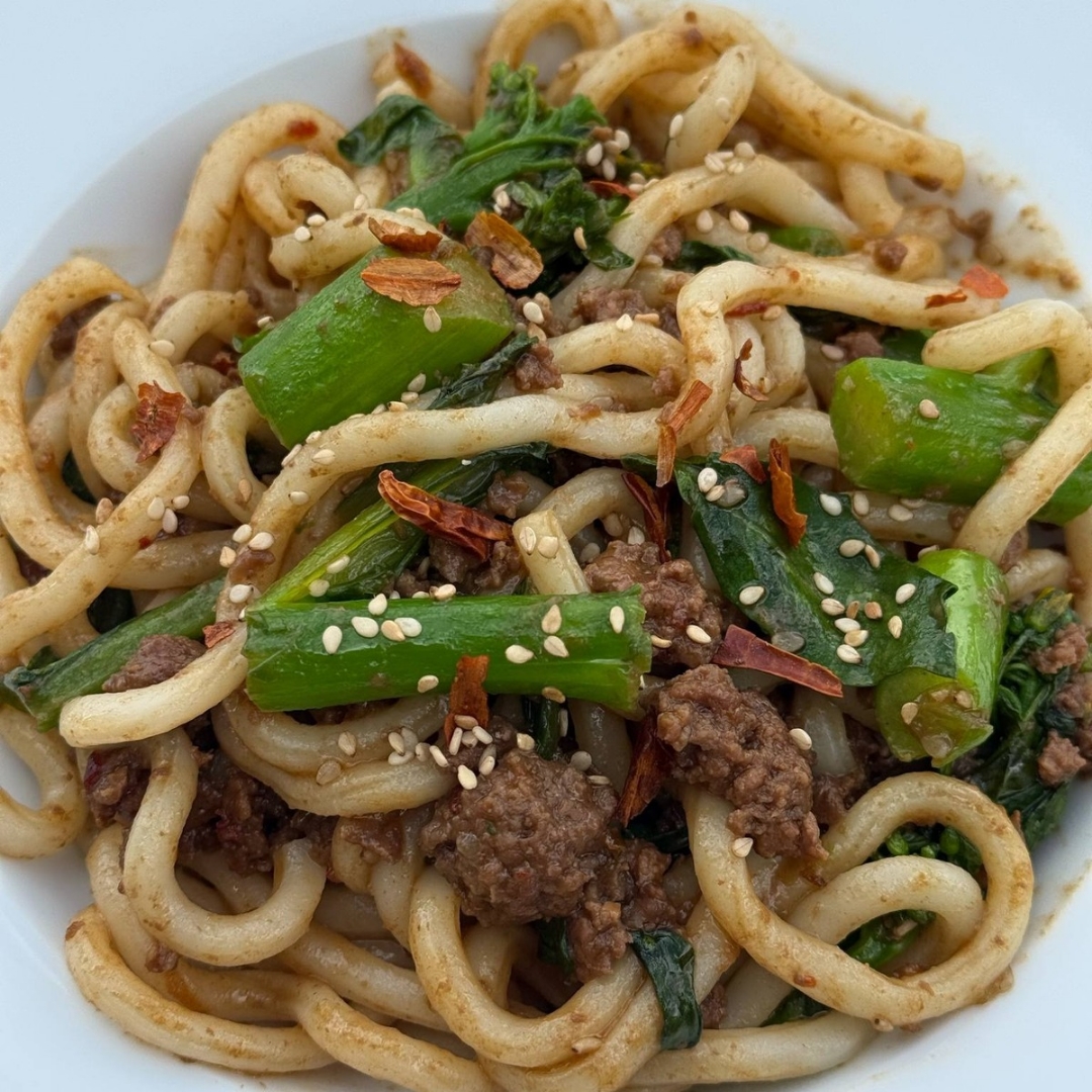 Szechuan-Style Noodles with Choi Sum