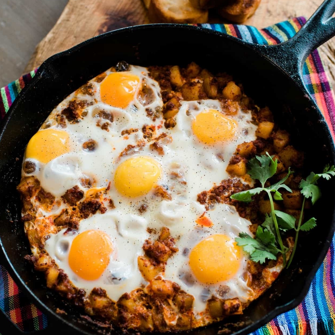 Chorizo & Egg Scramble with Crispy Potatoes