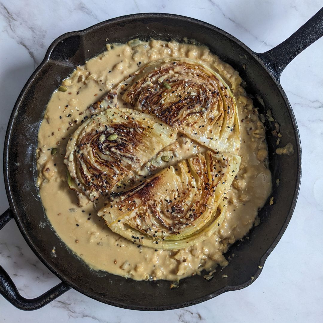 Miso Braised Cabbage with Chickpeas