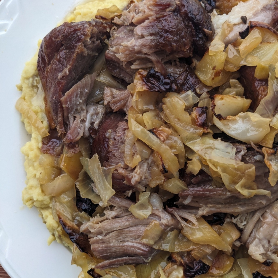 Slow Roasted Pork with Carmelized Cabbage and Apples