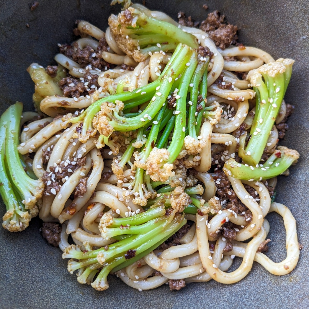 Szechuan-Style Noodles with Sprouting Cauliflower