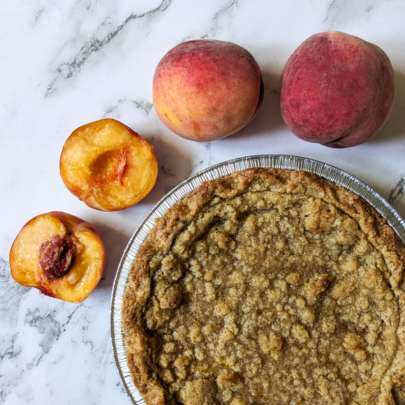 Bake-At-Home Peach Blueberry Pie With Crumble Topping